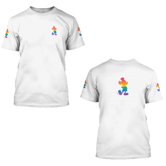 Disney Mickey Mouse Pride Classic Pose Rainbow Icon Fill 3D T Shirts