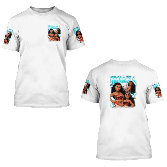 Disney Moana Cute Pua And Moana Bravess Pose Collage 3D T Shirts