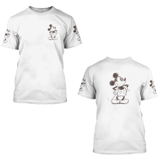 Disney Mickey And Friends Mickey Mouse Sketch Portrait Raglan Baseball Tee 3D T Shirts