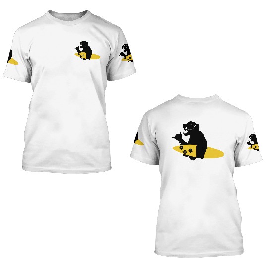 surf monkey 3D T Shirts