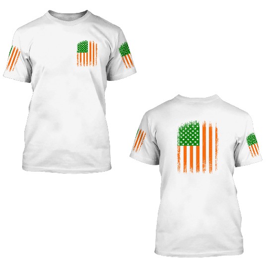 Irish American Flag 3D T Shirts