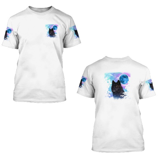 Black Wolf MidNight Forest 3D T Shirts