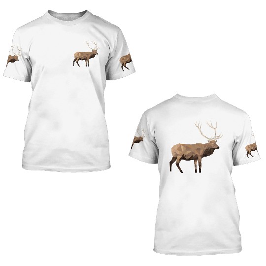 Low Poly Elk 3D T Shirts