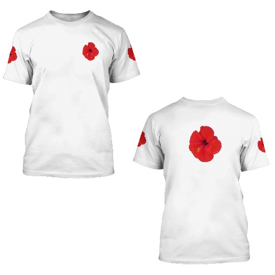 red hibiscus 3D T Shirts