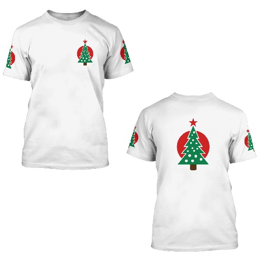 christmas tree with circle 3D T Shirts