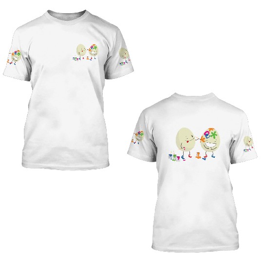 Happy Easter eggs decorating each other 3D T Shirts