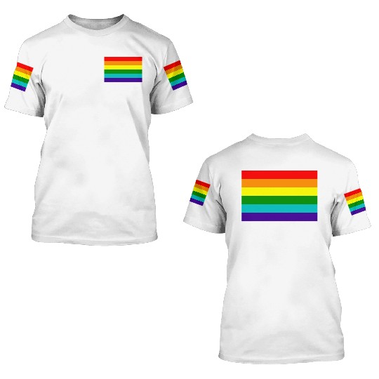 Gay pride rainbow flag 3D T Shirts