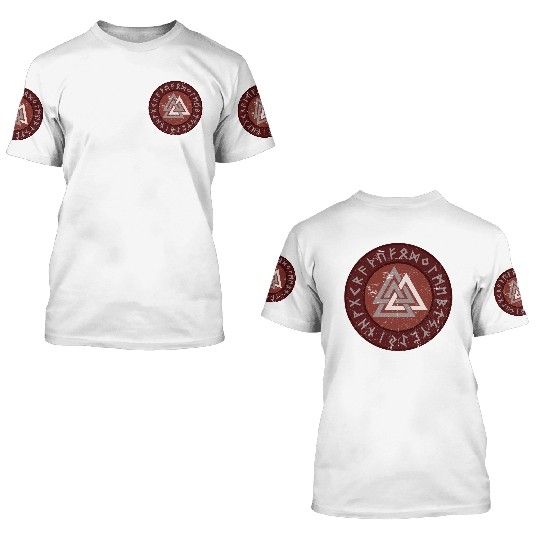 Valknut Viking Warrior Symbol Triangle 3D T Shirts