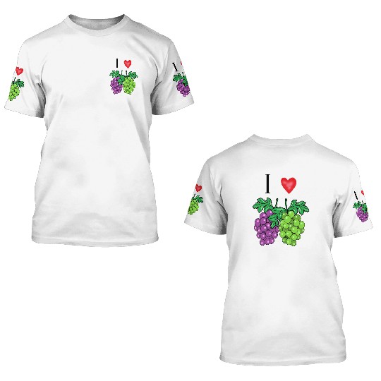 I love grape 3D T Shirts