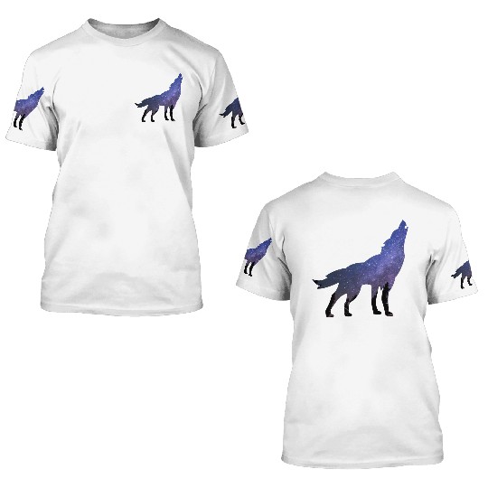 Wolf wolves galaxy howl 3D T Shirts