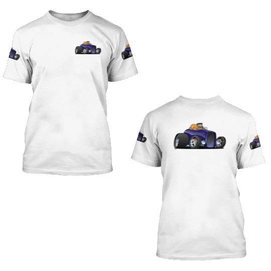 Highboy hot rod deep purple roadster 3D T Shirts