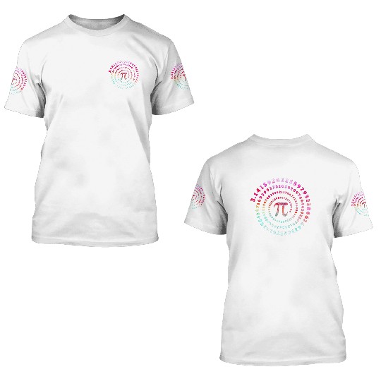 Pi Spiral Novelty 3D T Shirts for Pi Day