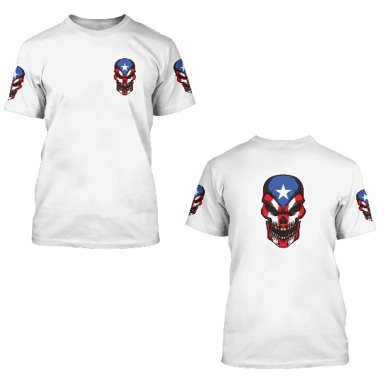 Puerto Rico Skull | Proud Boricua Flag 3D T Shirts