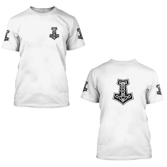 Mjolnir thors hammer vikings odin lightning 3D T Shirts