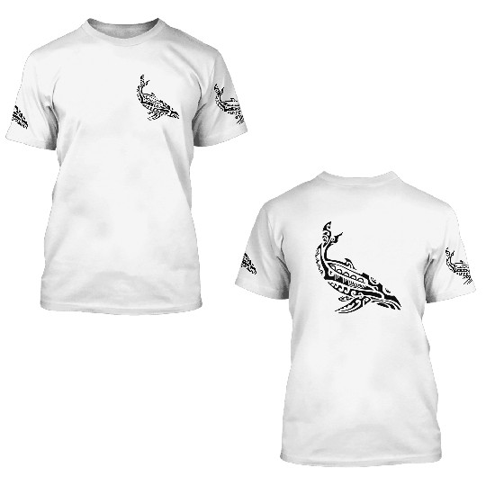 Whale humpback whale Polynesian Maori tattoo gift 3D T Shirts