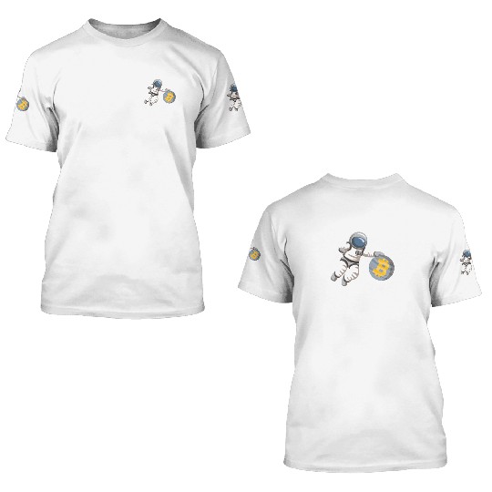 Astronaut Bitcoin 3D T Shirts