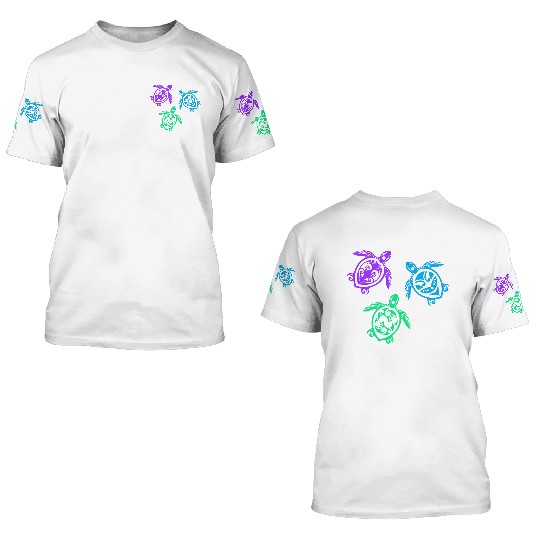 Maori Three Turtles Group Tattoo Gift Idea 3D T Shirts