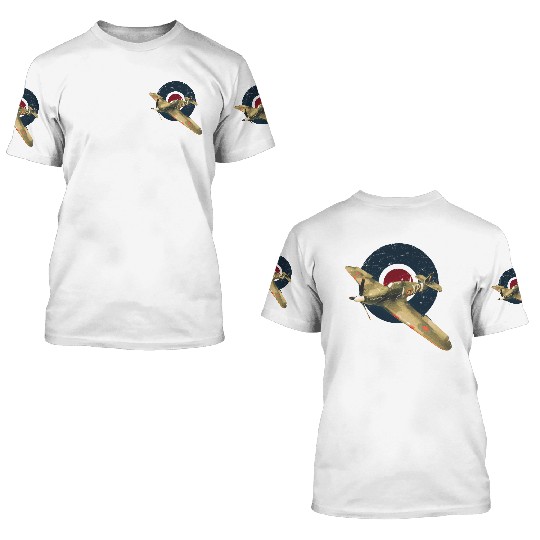 Hawker Hurricane RAF WW2 Fighter Plane 3D T Shirts