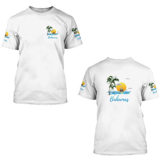 Bahamas Vacation Sailing 3D T Shirts