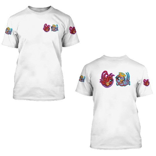 bird heaven angel vs. bird hell devil 3D T Shirts