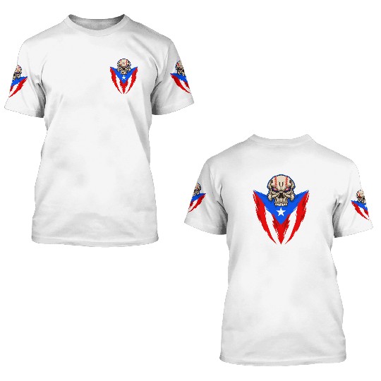 Puerto Rico Baseball Skull 3D T Shirts