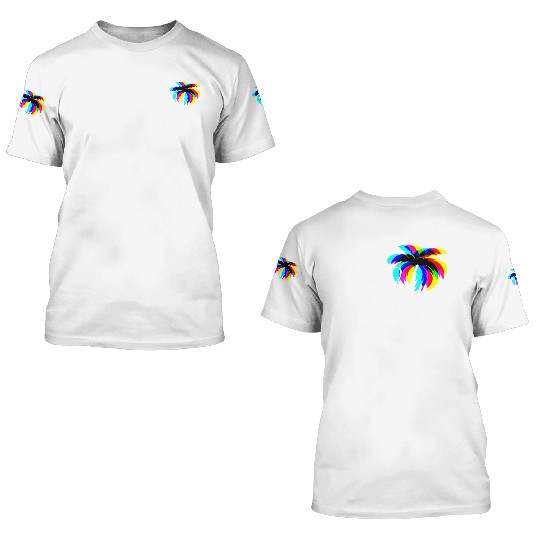 Palm Springs Neon Tree (White) 3D T Shirts