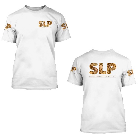 Slp Cheetah Print Leopard Gift Speech Therapy Path 3D T Shirts