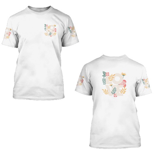 Love Love Pattern Beautiful Flowers 3D T Shirts