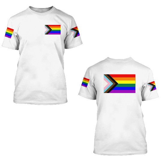 Progress LGBTQ Gay Pride Flag 3D T Shirts