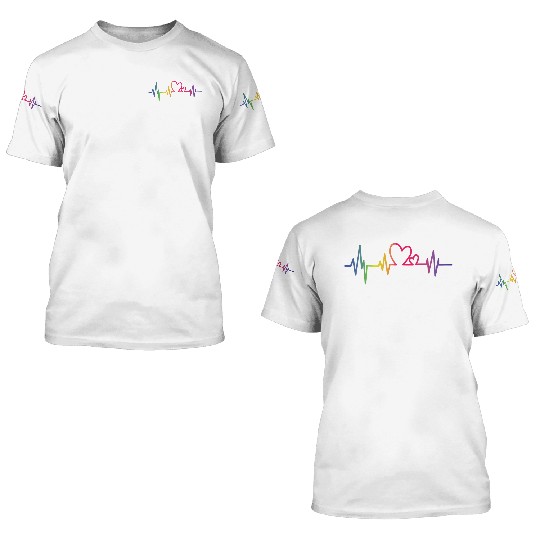 Pride Rainbow heart beat 3D T Shirts