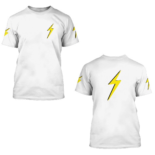 double Lightning Bolt Yellow And Black 3D T Shirts