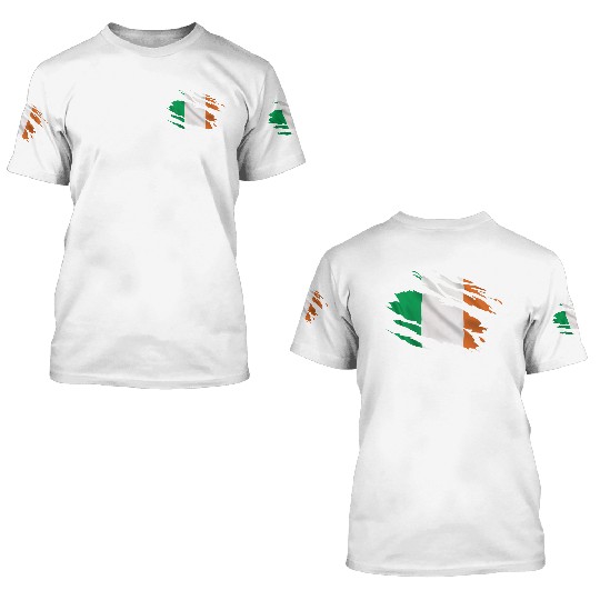Ireland Ripped Flag 3D T Shirts
