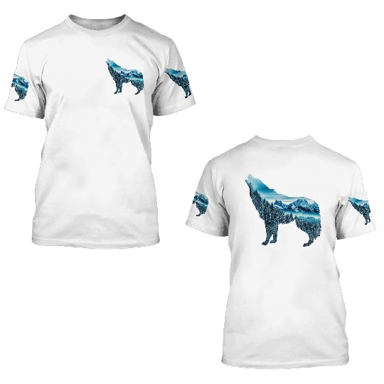 The wolf and the mountain 3D T Shirts