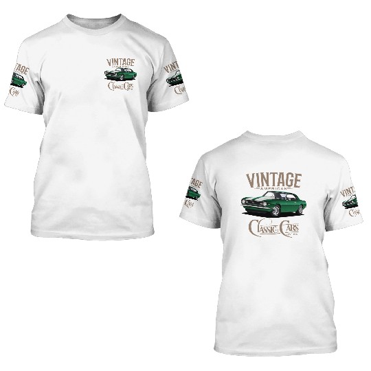 Vintage Green Camaro Classic Car 3D T Shirts