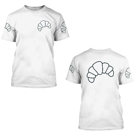 Irregular croissant outline cute food 3D T Shirts