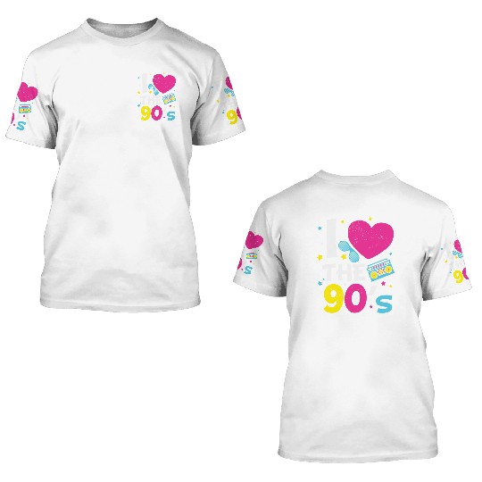 I Love The 90's Retro Heart 3D T Shirts