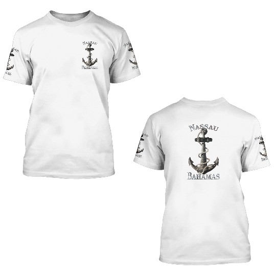 Nassau Bahamas Nautical Anchor Sailing 3D T Shirts