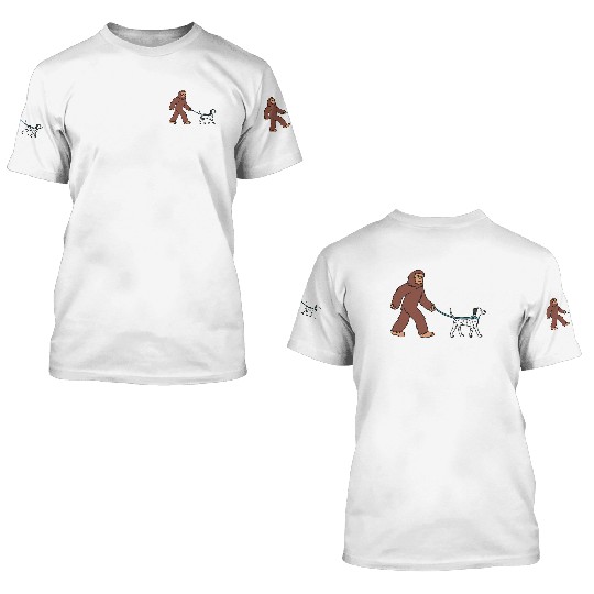 Bigfoot Sasquatch Walking Dalmatian 3D T Shirts