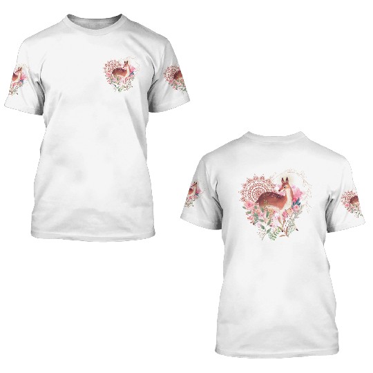 Sweet Deer In Wild Spring 3D T Shirts