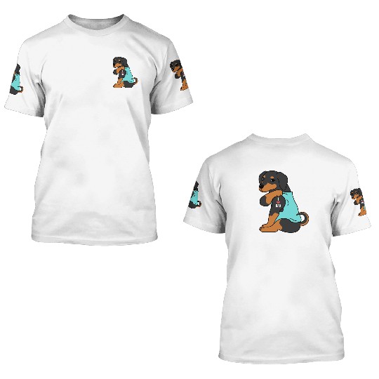 I Love Dad Dachshund 3D T Shirts
