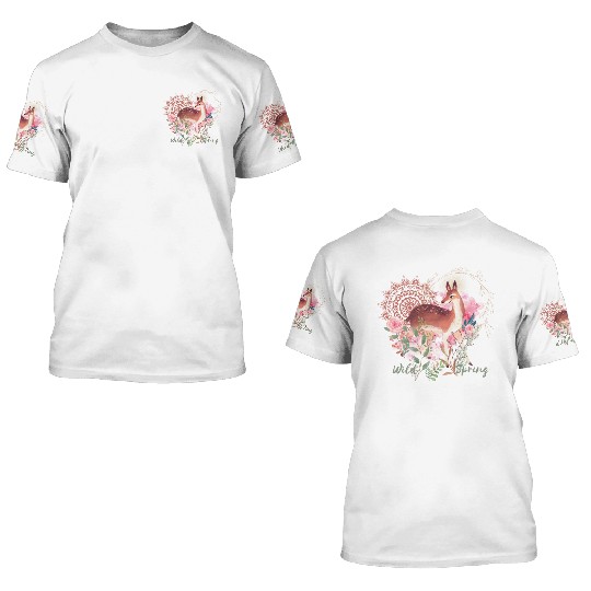 Sweet Deer In Wild Spring - 11 3D T Shirts