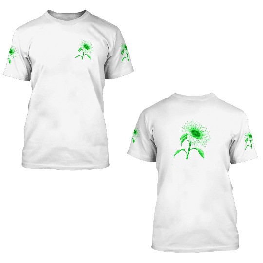 Green sunflower 3D T Shirts
