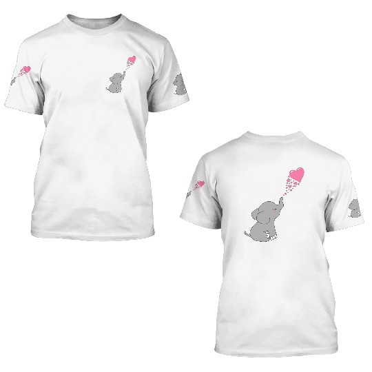 Grey Elephant with love 3D T Shirts
