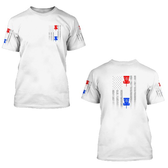 Red White and Blue Disc Golf Flag 3D T Shirts