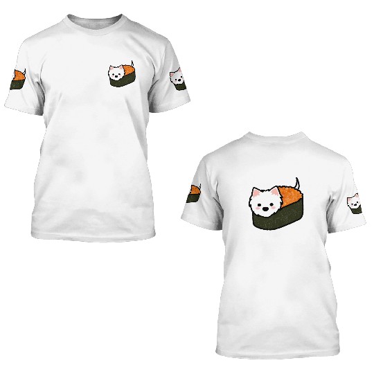 Westie Ebiko Sushi 3D T Shirts