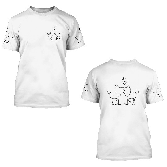 lovers couple love deer animals 3D T Shirts