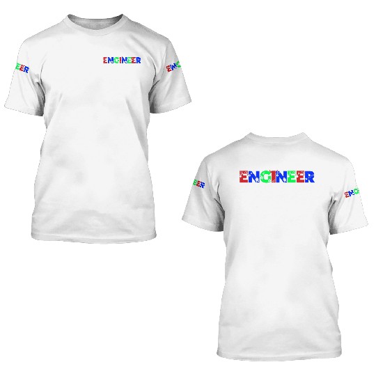 Engineer Christmas Snowflake Typography 3D T Shirts