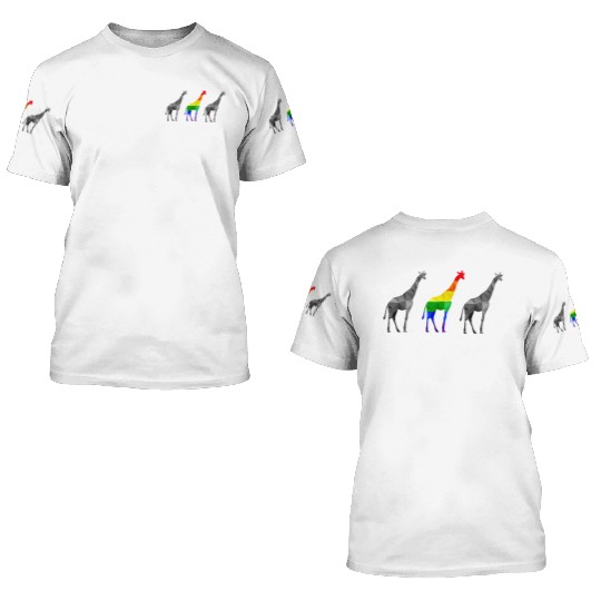 Giraffe LGBTQ Gay Pride Rainbow Flag 3D T Shirts