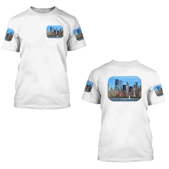 Manhattan NY – Sailboat By Manhattan Skyline 3D T Shirts