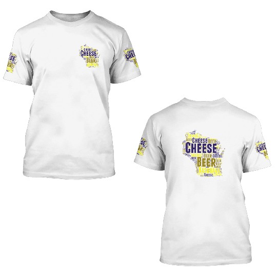 Cheese, Beer, and Baseball Wisconsin 3D T Shirts